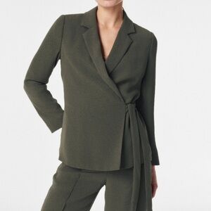 SPANX midnight Olive crepe wrap blazer
